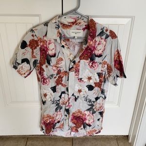 Modern Amusement Short Sleeve Button Down Floral